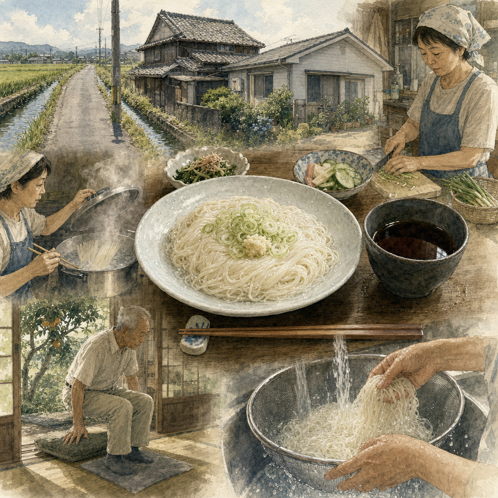 島原手延そうめん(冷や麦流し / ざるそうめん形式) / Shimabara Te-nobashi Sōmen