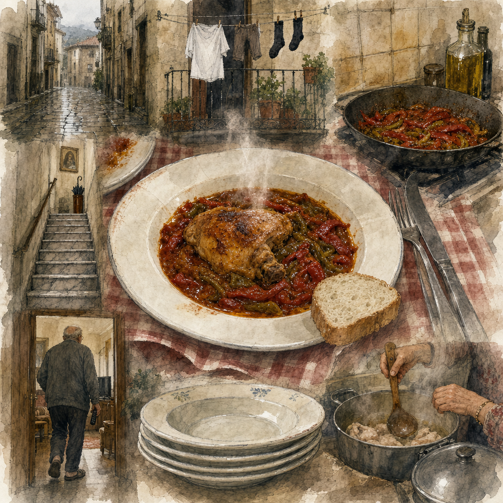 Pollo a la vasca / Pollo con pimientos y tomate — ポジョ・ア・ラ・バスカ（バスク風鶏のピーマン・トマト煮込み）